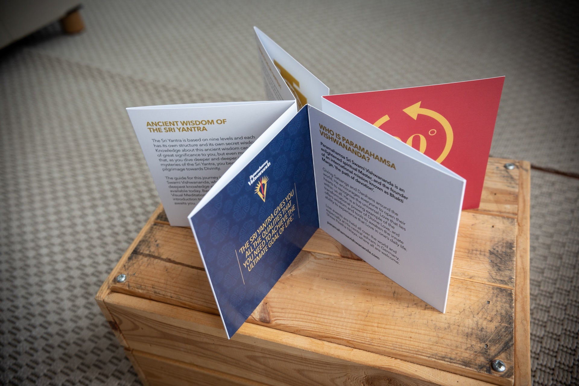 Sri Yantra 9 Steps to Divinity leporello booklet fully unfolded showing all layers - Bhakti Shop