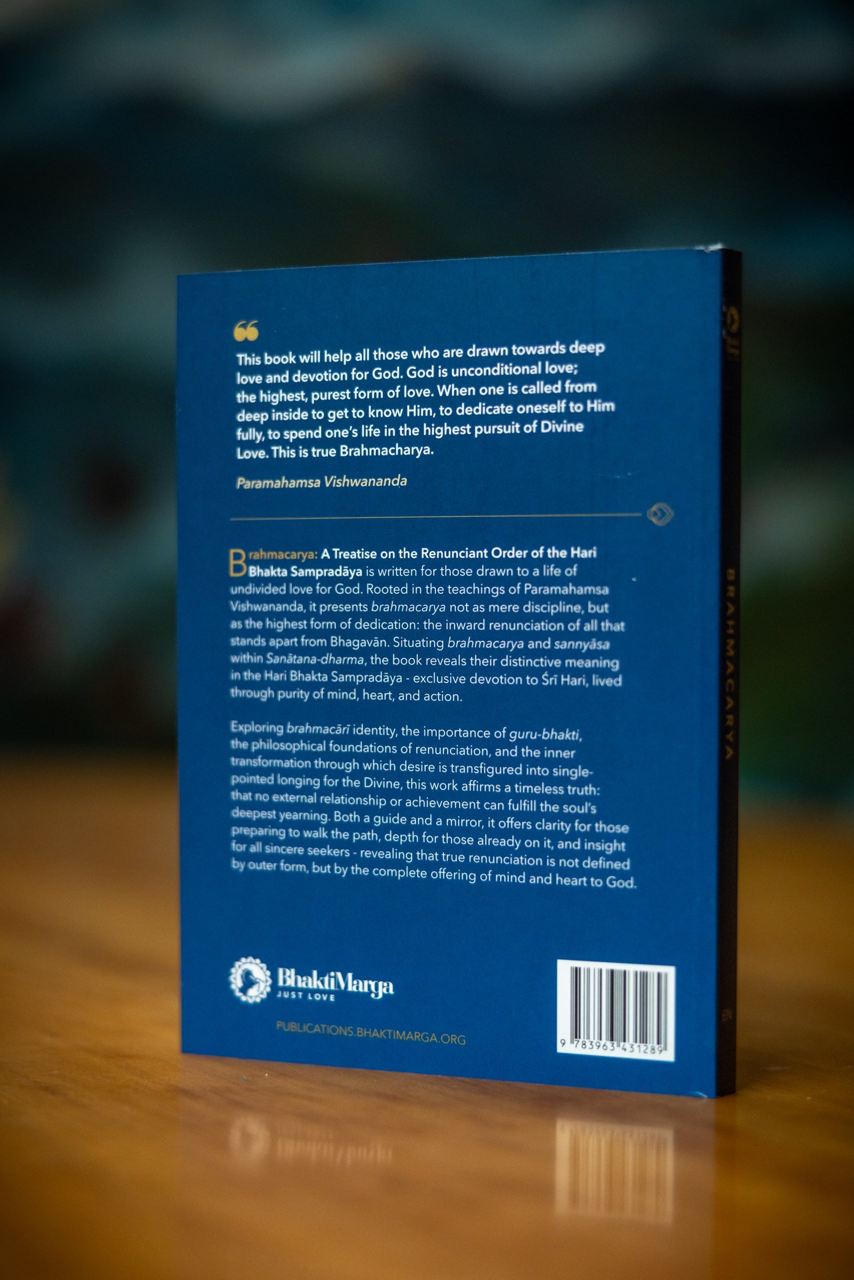 Brahmacarya book placed on devotional altar setting - Bhakti Shop
