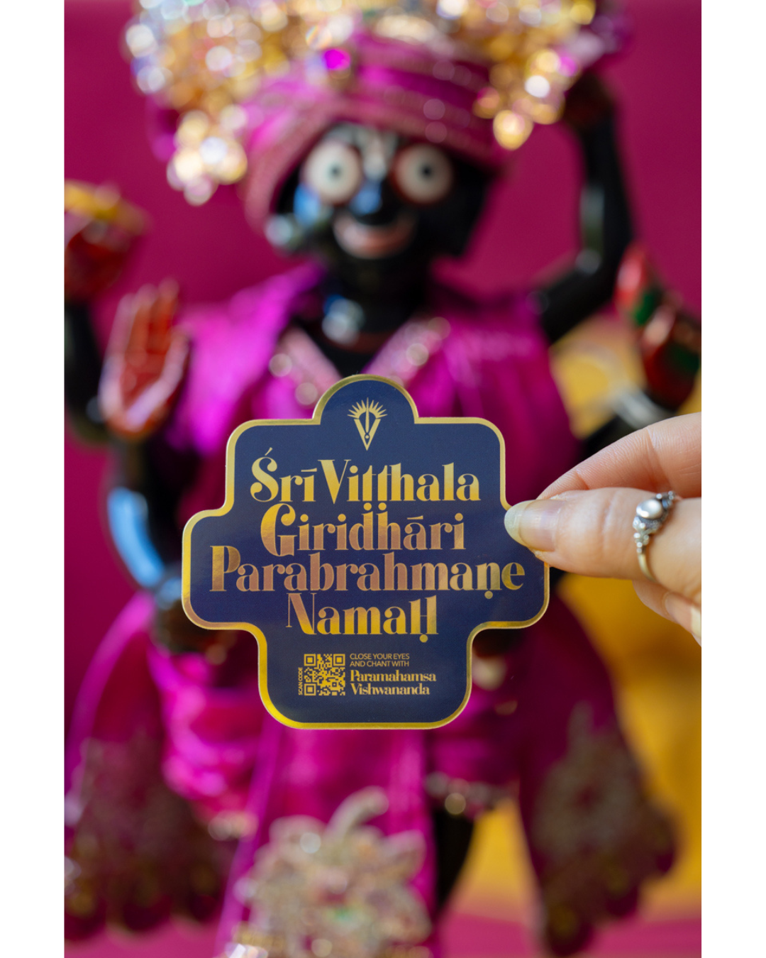 Sri Vitthala Giridhari Parabrahmane Namah Mirror Gold Sticker