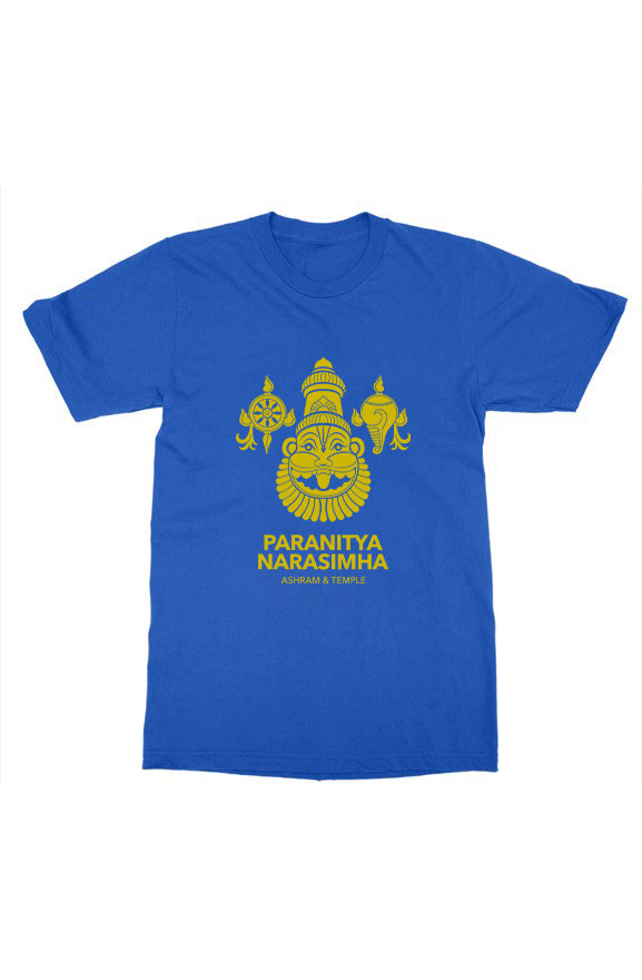 Men's Royal Blue PNC devotional t-shirt front view - Bhakti Shop
