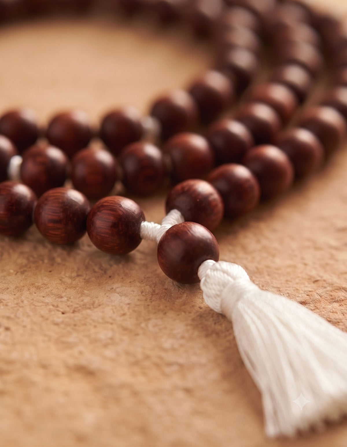 Rosewood Mala | White Tassel